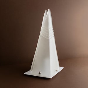 Vintage Murano pyramid table lamp made of frosted glass and metal - Space Age Design Italy 1970s - Decorative lamp, gift idea