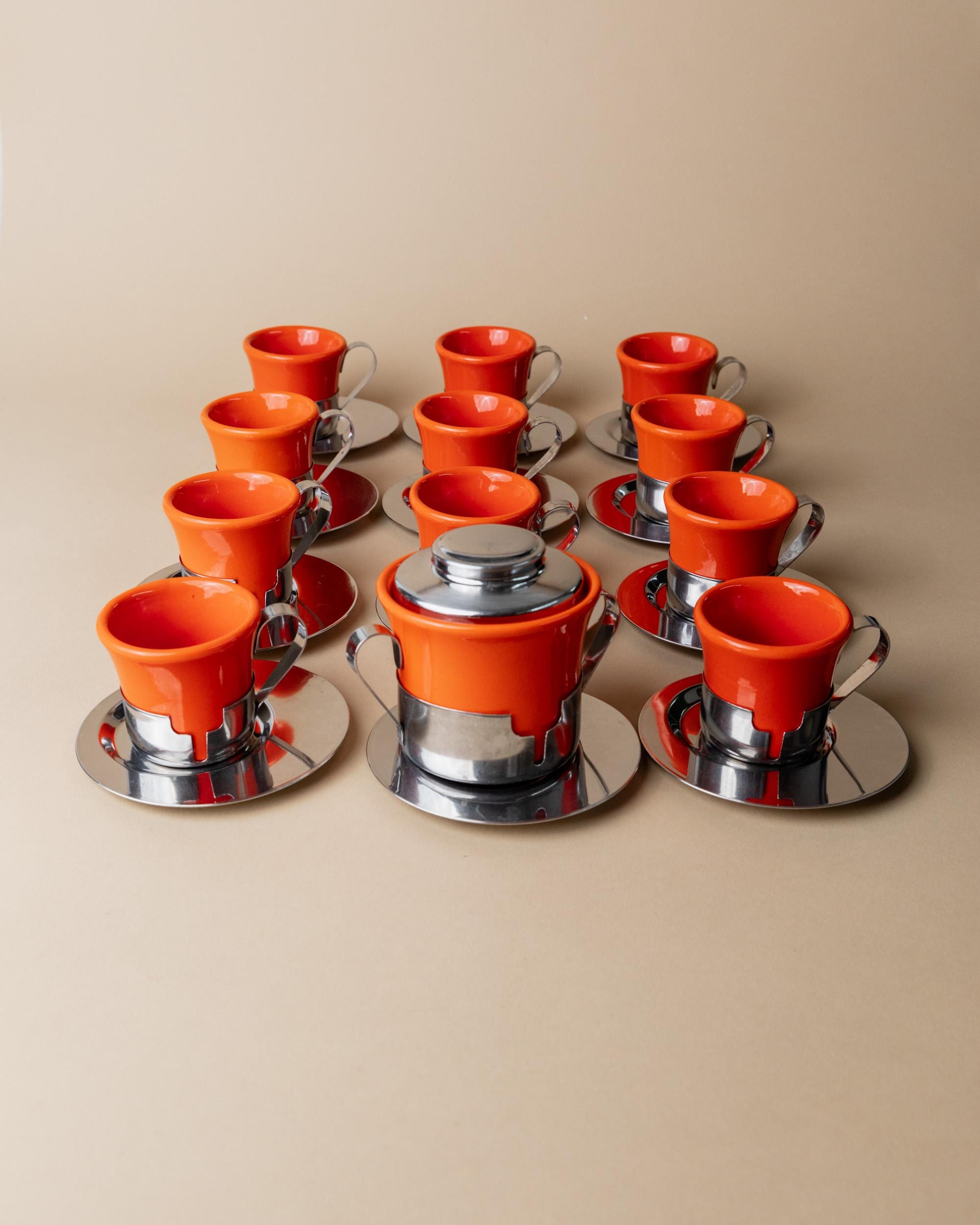 Mug Vintage Années 70 Arcopal – Orange à Motif Floral – Mobil