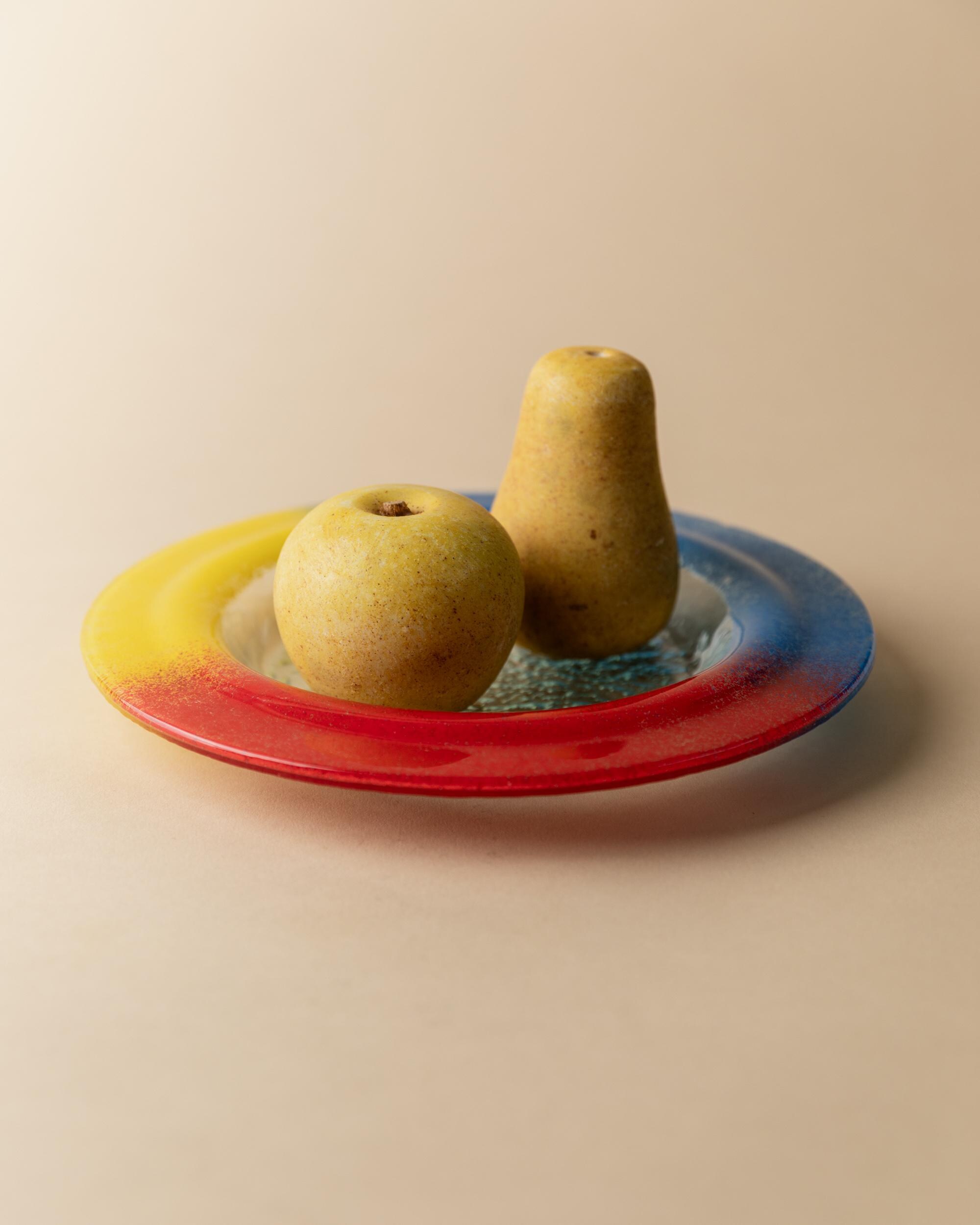 ヴィンテージ ムラーノガラスボウル - カラフルな青、赤、黄色のガラス