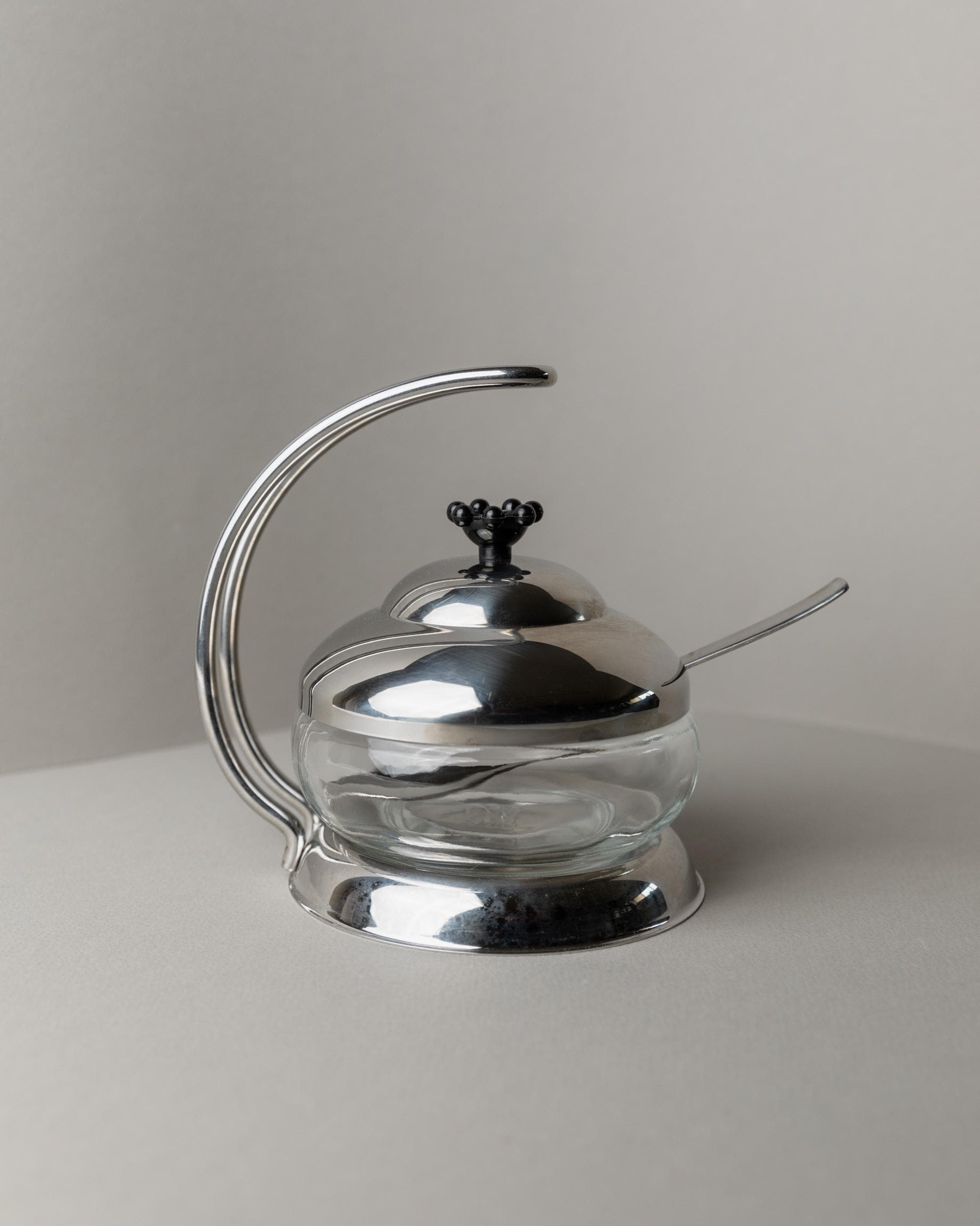Vintage Lid Box in Stainless Steel and Glass by WMF - For Jam, Parmesan, or Sugar - Timeless Design by Matteo Thun 1980s - Table Decor, Gift