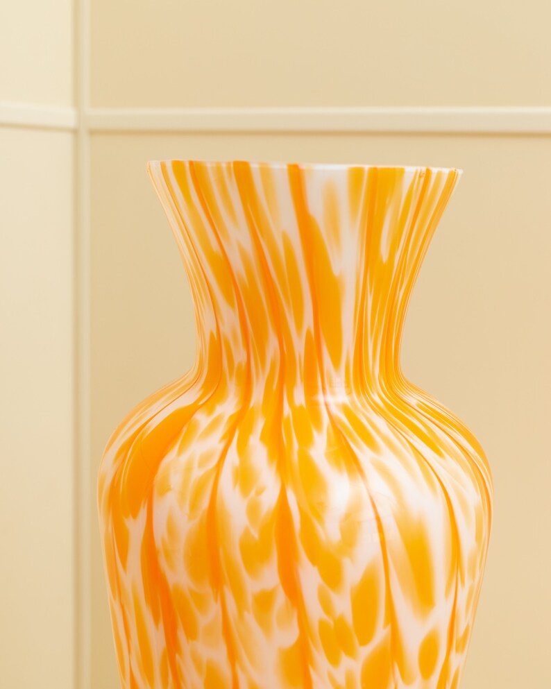 XL Murano Glass Vase Orange Polka Dots Mid Century Design Made in Murano 1970s Etsy