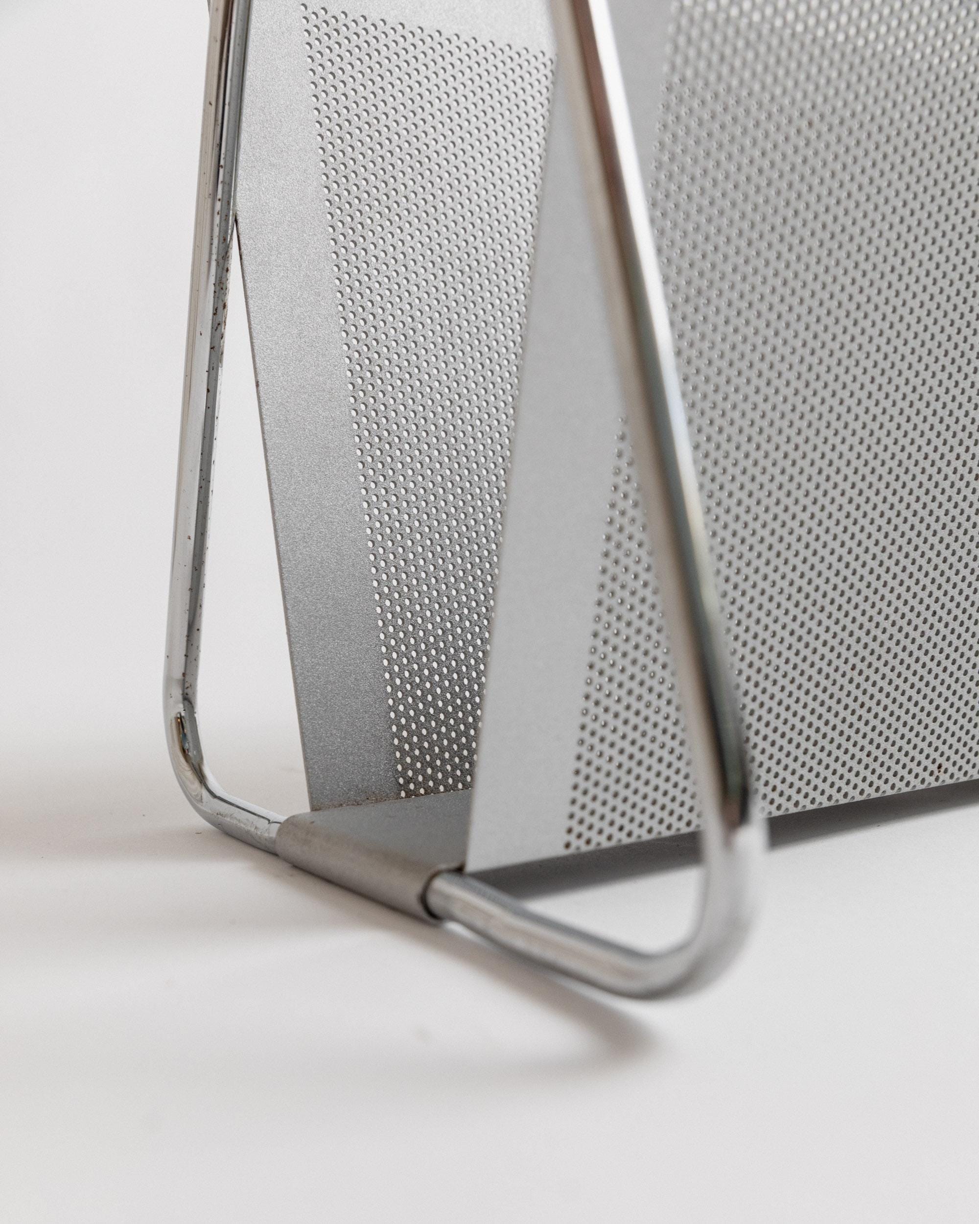 Vintage Metal Magazine Rack by Mascagni - Perforated, Chrome