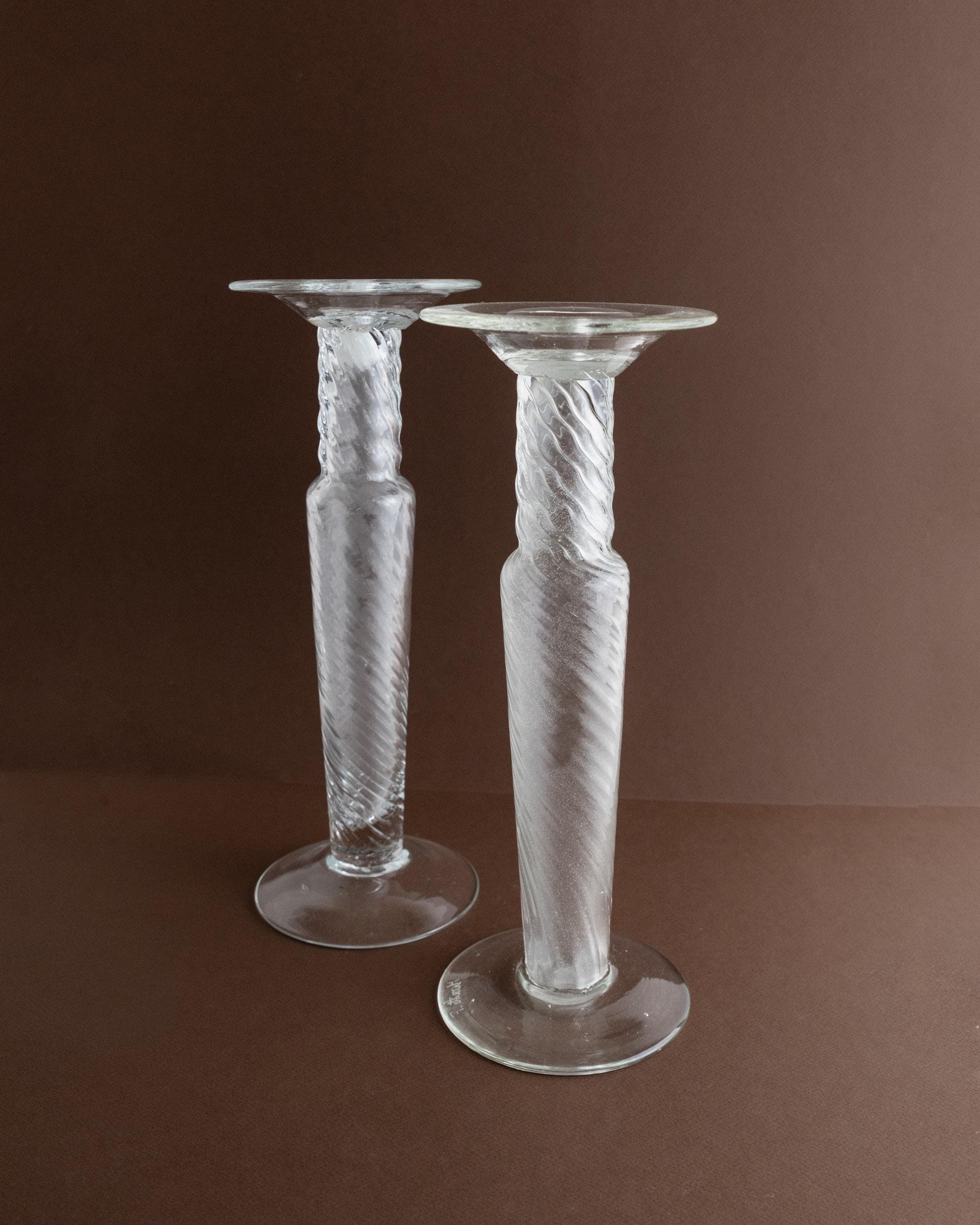 2 Vintage Franco Moretti Candlesticks - Murano Glass, Classic Design - Italy 1960s - Mid Century Vintage Candlesticks, Gift Idea