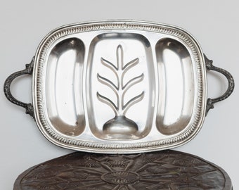 Silver-plated vintage tray - roasting plate in silver - classic design - Italy - 1950s