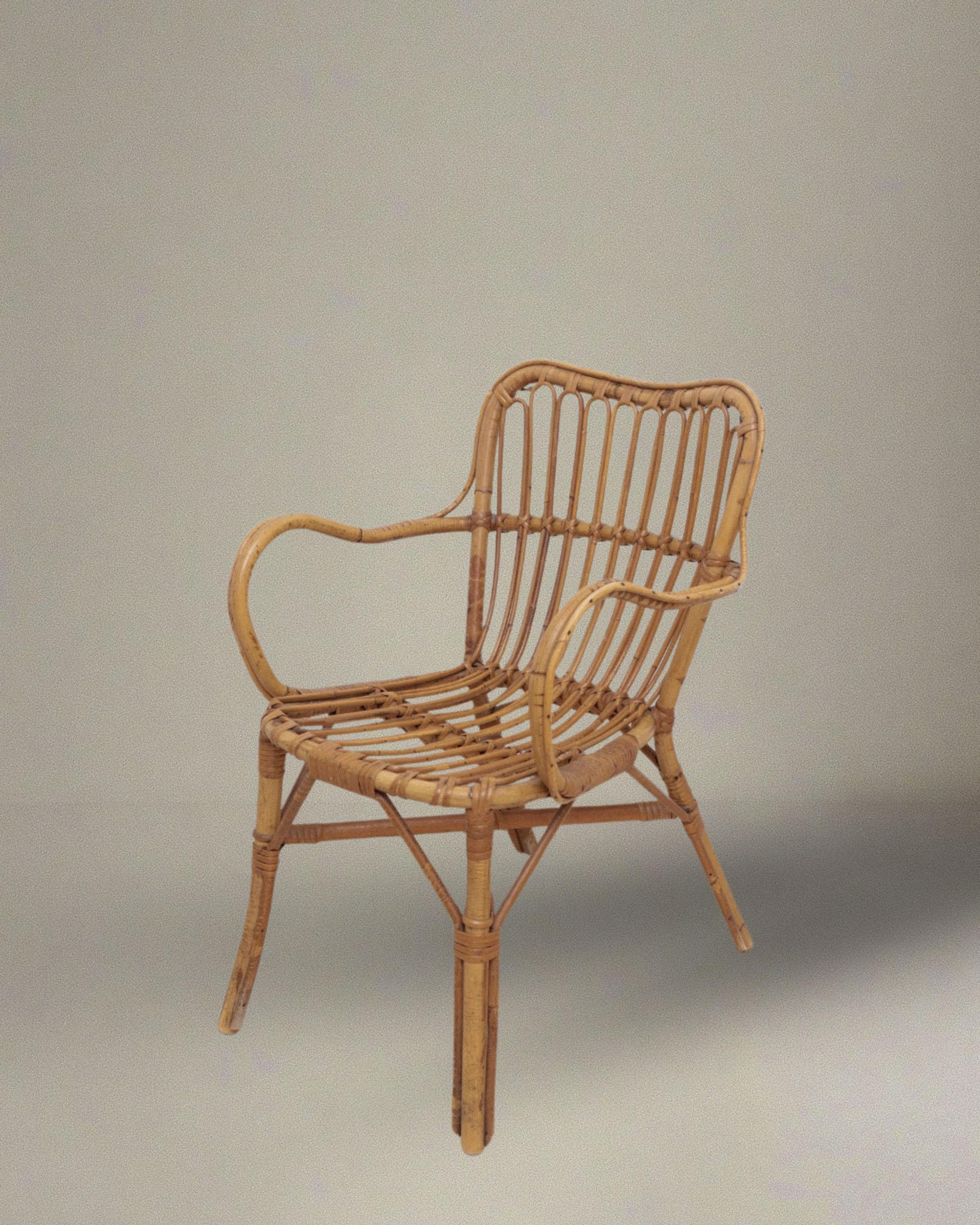 ヴィンテージ籐椅子 - 竹と籐で作られたダイニングチェア - フロリダ