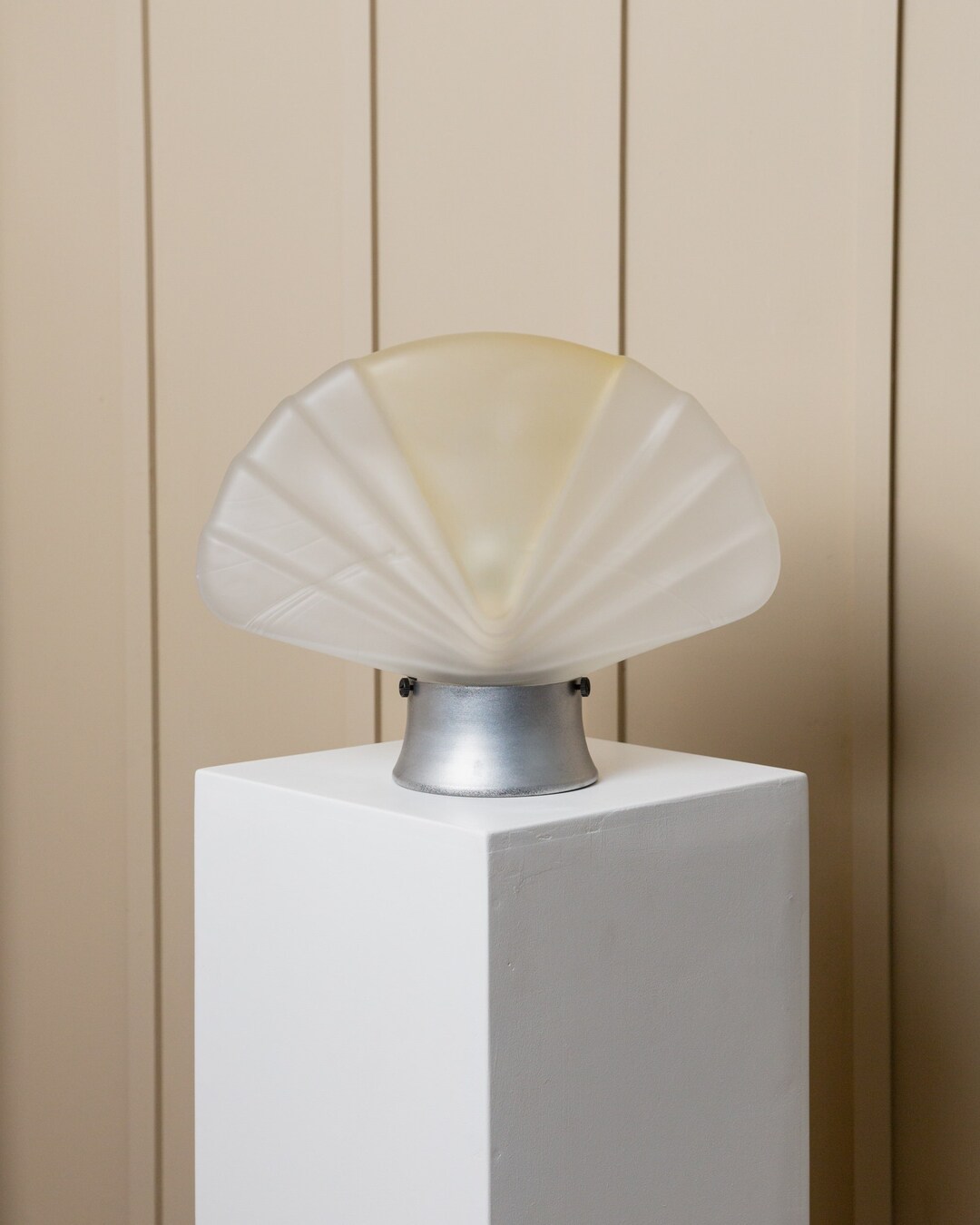 XXL Vintage Murano Glass Shell Lamp Table Lamp White Yellow Space Age ...