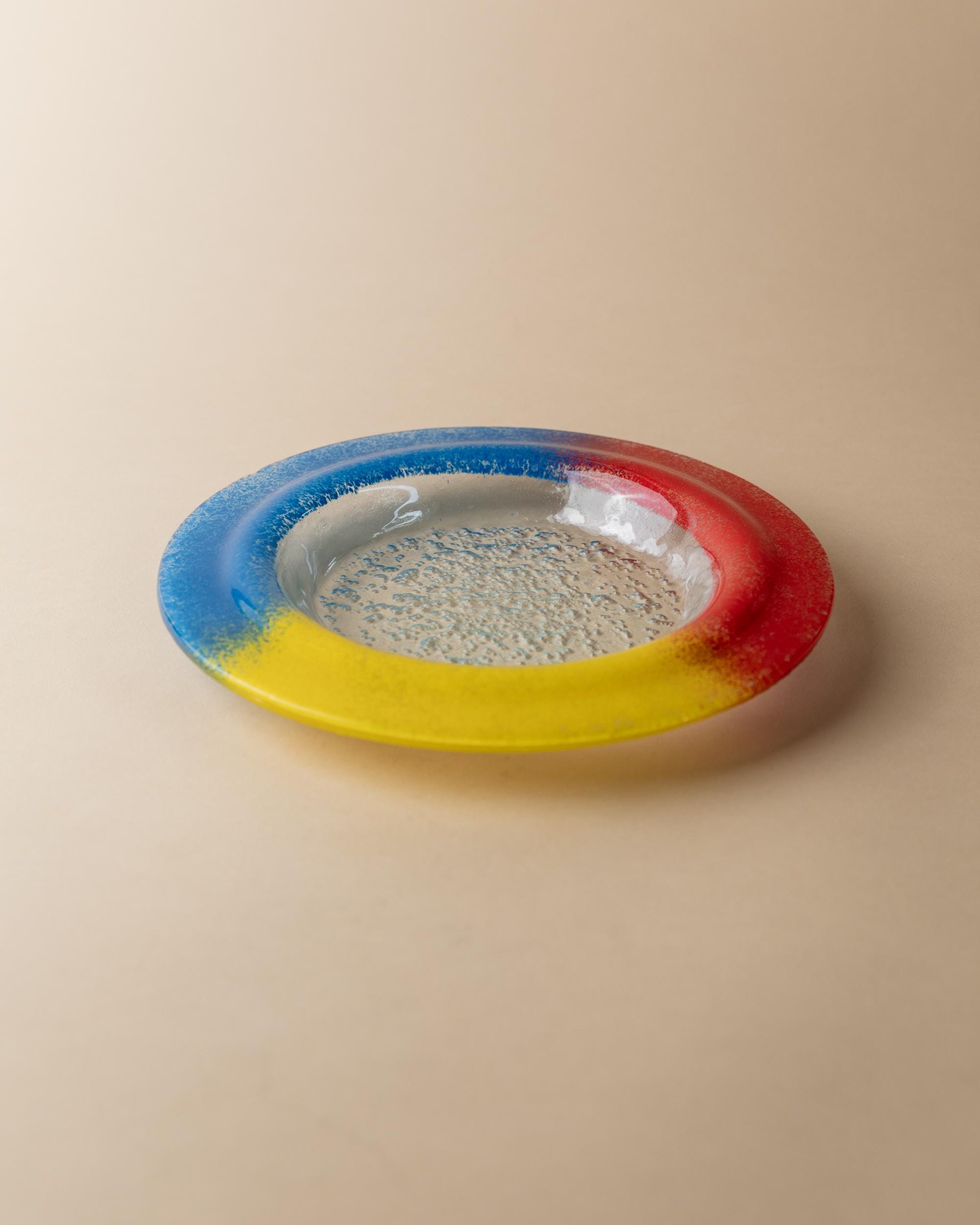 ヴィンテージ ムラーノガラスボウル - カラフルな青、赤、黄色のガラス