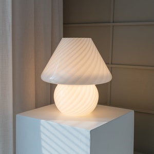 Murano Mushroom Swirl Table Lamp - Vintage Glass - Space Age Design - 1970s
