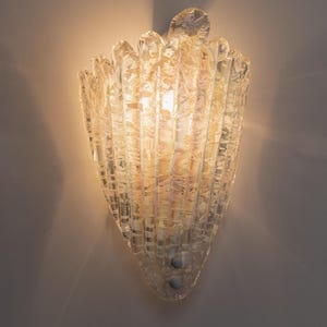 Vintage Murano Glass Wall Lamp - Shell Shape, Iridescent Glass - Design Italy 1970s - Decorative Wall Lamp, Glass Art, Elegant Gift Idea