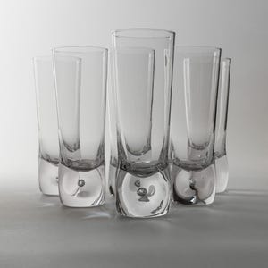Set of 6 Vintage Murano glass drinking glasses - transparent crystal glasses with bubble - Design Italy 70s - Elegant cocktail glass, Gift