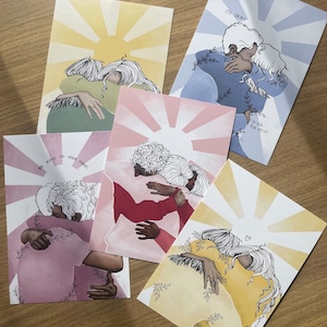 5 HUG - Postkarten Set - bunte Umarmungen