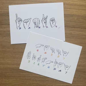 2 Gebärdensprache/Fingeralphabet - Postkarten Set