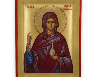 Saint Mary Magdalene Icon - Premium Christian Orthodox Icon | Byzantine Art | Handmade Gold Leaf Icon on Solid Wood Board