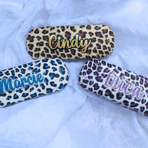 Personalized Leopard Print Glasses Case: Hard Shell Eyeglass Case