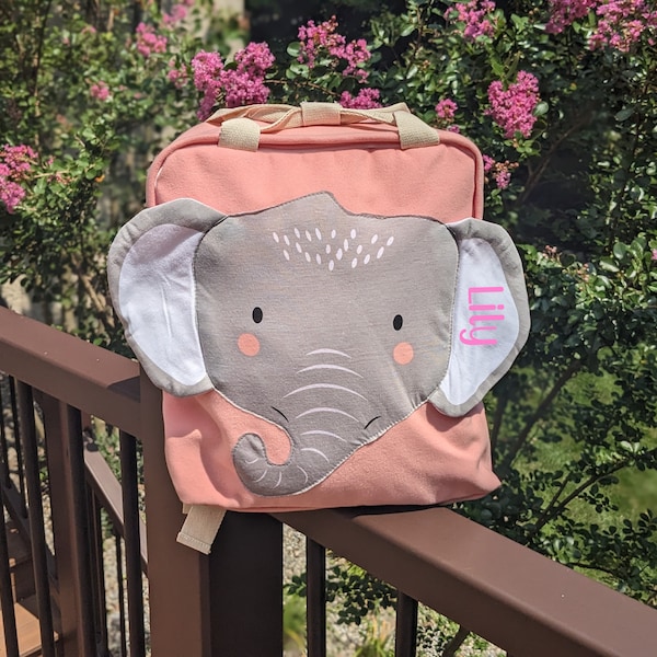 Elephant Backpack Personalized For Girl Book Bag For Toddler Girl Overnight Bag With Zoo Animal Gift Safari Theme Baby Diaper Bag Gift