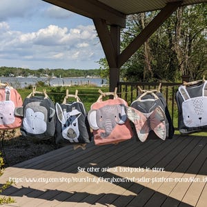 Personalized Giraffe Backpack: Toddler School Bag, Diaper Sack, Safari Theme image 7