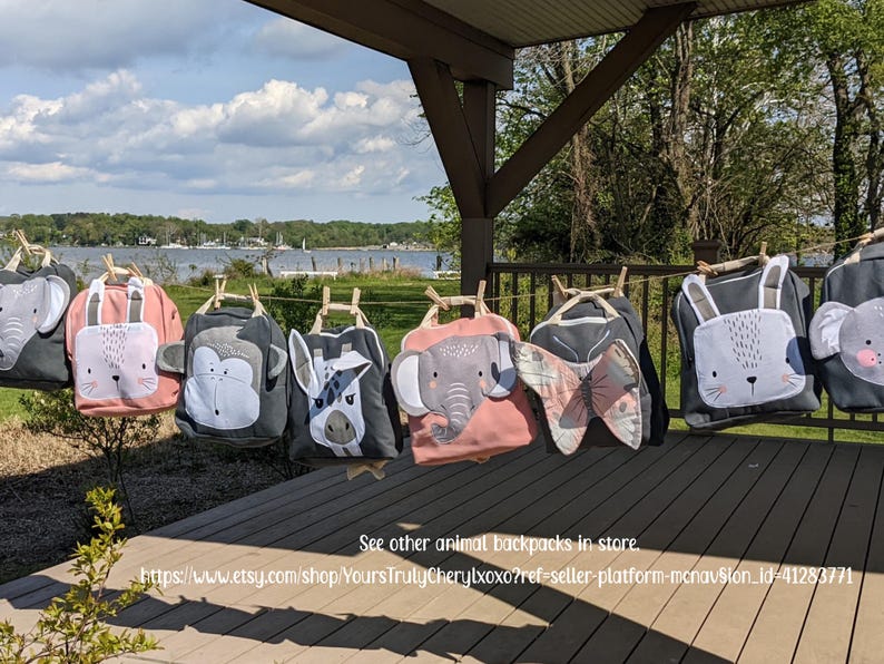 Personalized Giraffe Backpack: Toddler School Bag, Diaper Sack, Safari Theme image 7
