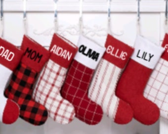 Personalized Christmas Stockings - Modern Farmhouse Decoration - Family Hanging Stockings - Rustic Decor