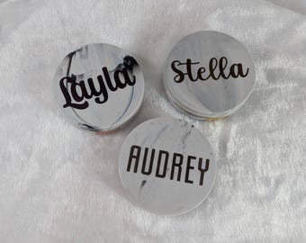 Personalized Contact Lens Case: Marble Pattern Custom Travel Kit with Mirror