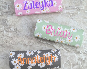 Personalized Daisy Eyeglass Case: Hard Shell Glasses Protector - Eyewear Storage Box