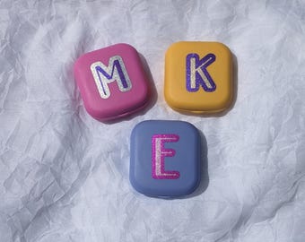 Monogram Contact Lens Case: Personalized Travel Kit with Mirror - Storage Box for Lenses