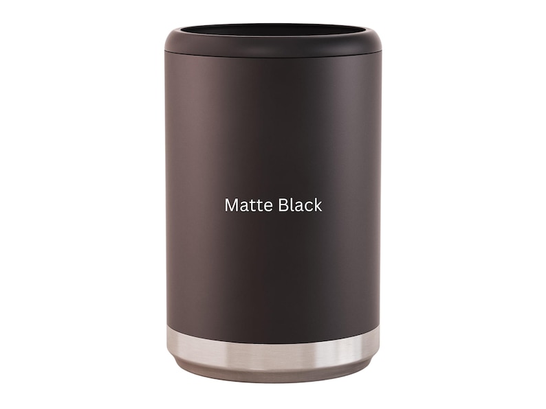 Enfriador de latas divertido para acampar: enfriador de cerveza aislado de acero inoxidable Black Matte