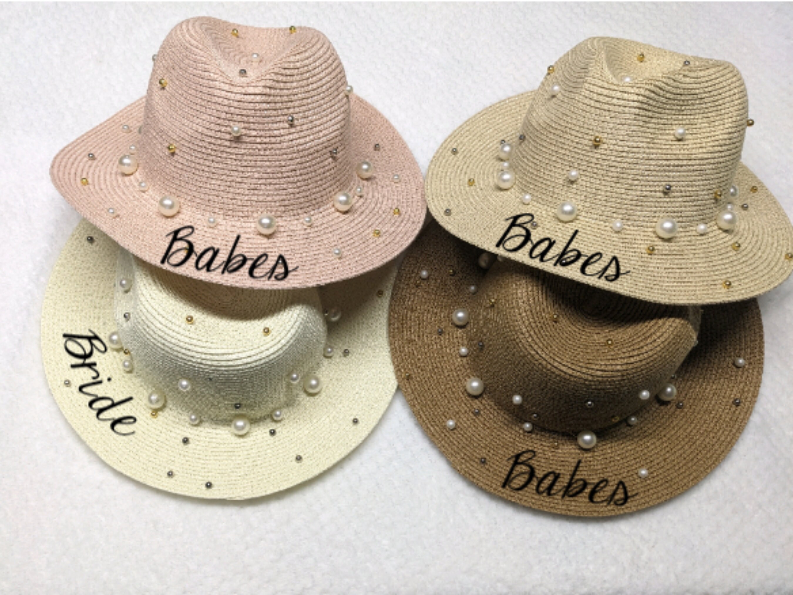 Handmade Beaded Brim Wide Fedora Hat - Cream Bridal 3-in-1 Beige Fedora - Wide Brim – Jukebox Fashion main image 2