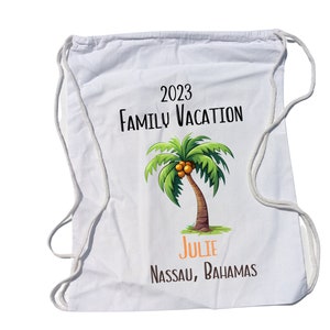 Personalized Family Vacation Drawstring Backpack: Custom Cinch Bag for Beach Trips & Sunny Destinations, Tropical Island Bags - Sea Animals