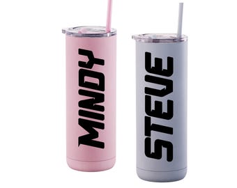Personalized Stainless Steel Tumbler: Custom Name, Insulated Cup, Sports Water Bottle with Straw