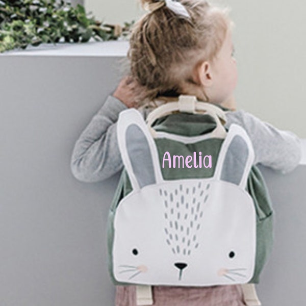 Bunny Personalized Backpack For Toddler Baby Rabbit Bag For Kids Overnight Bag With Bunny For Girl Preschool Animal Backpack For Kids