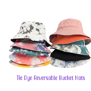 Reversible Tie-Dye Bucket Hat: Unisex Fishing Sun Cap for Summer Beach Hippy Style Hat, Multi Color Cotton Hat, Custom Summer Hat with Name