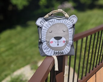 Personalized Lion Toddler Backpack: Cotton Safari Zoo Bookbag