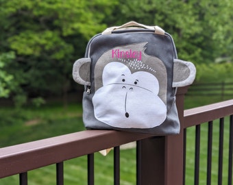 Mochila personalizada de mono: mochila infantil con diseño de animales del zoológico y bolsa de pañales con estampado de la jungla.