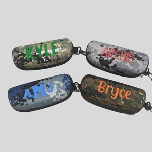 Personalized Camo Eyeglass Case with Carabiner Hook