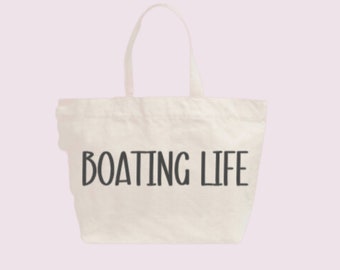 Extra Large Canvas Tote Bag For Boaters Personalized Weekender Bag For Boating Life Custom Lake Life Beach Tote Bag Gift For Boat Lovers