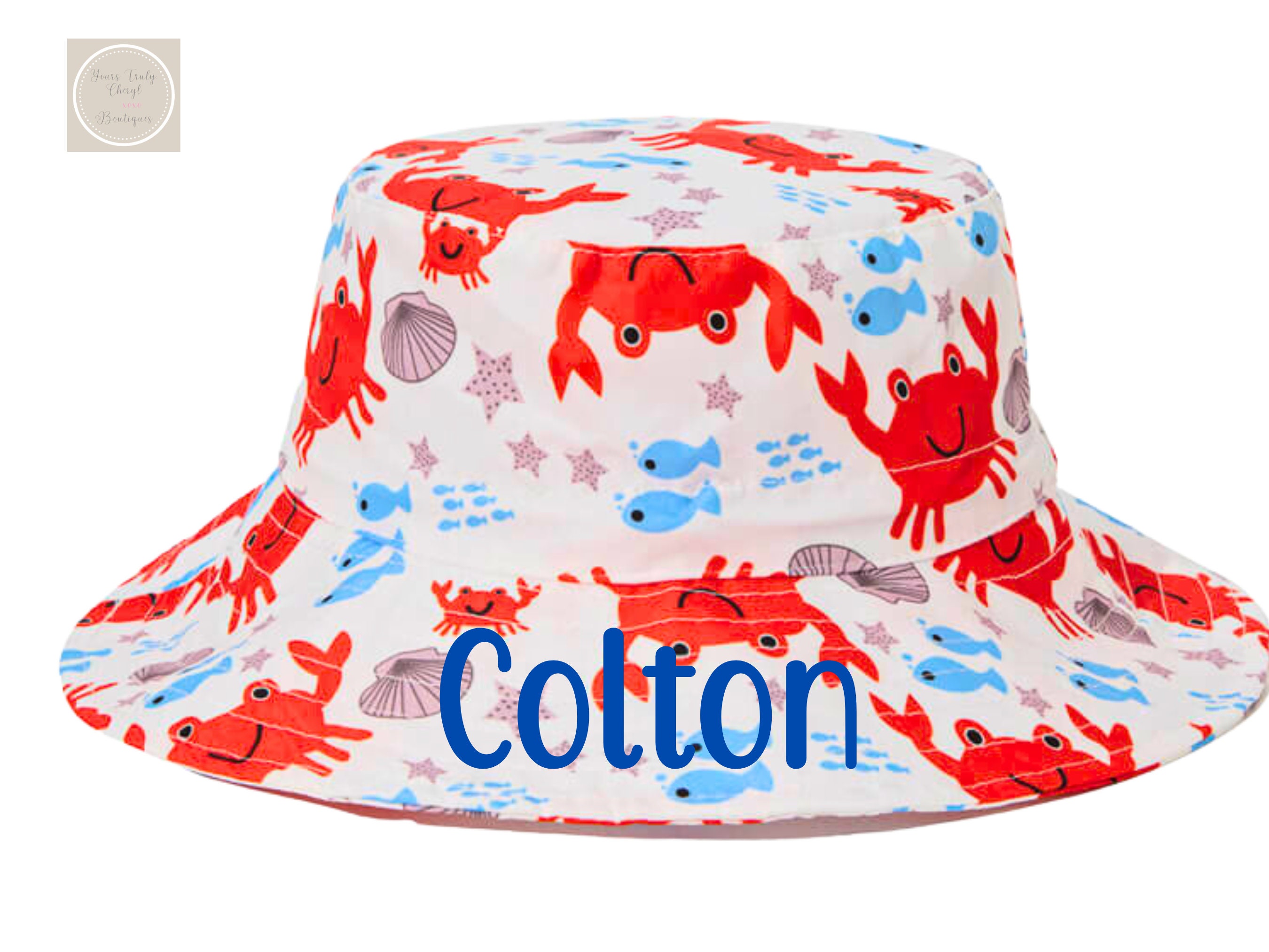 Personalized Baby Bucket Hat - Custom Name Engraved, UPF 50+ Sun Protection, Adjustable Chin Strap, For Boys & Girls 0-12 Years (Multicolor)