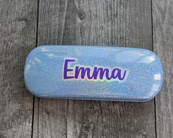 Glitter Glasses Case: Personalized Shadow Name Eyeglass Protector - Custom Eyewear Accessory Box