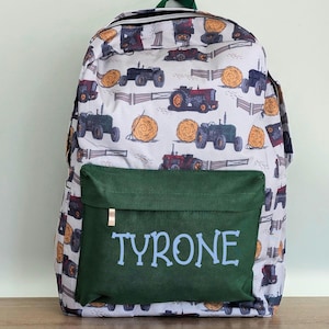 Personalized Farm Tractor Backpack: Water-Resistant Kids School Bag