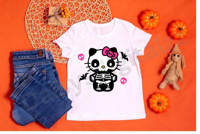 Halloween Hello Kitty Skeleton Pink Skulls image 2