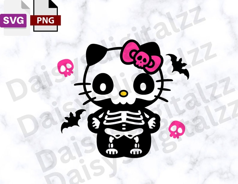 Halloween Hello Kitty Skeleton Pink Skulls image 1