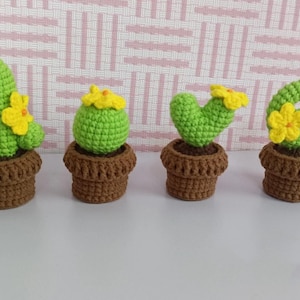 Crochet LOVE Cactus Knitting Potted Cactus with Crochet Vase Crochet Flower Knitting Mini Blossom Home Decor Car Decor Gift for Friend