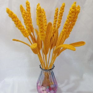 Finished Wheat Bouquet Crochet Wheat Knitting Wheat Crochet Blossom Home Decor Ornament Gift for Clients Classmates Teacher