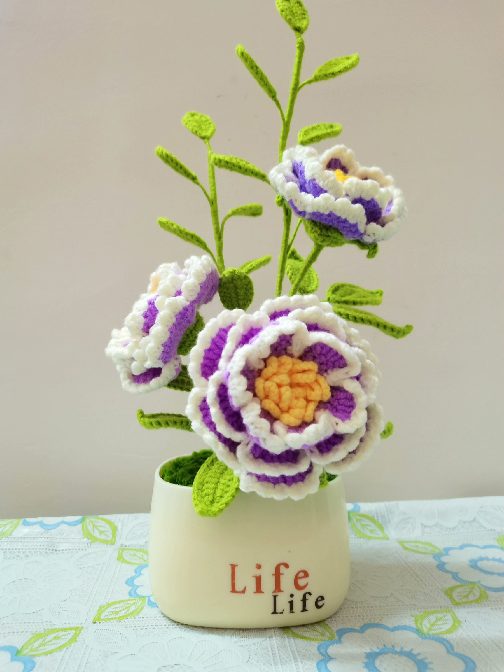 Muttertag Pfingstrose Blumentopf Amigurumi Häkelanleitung