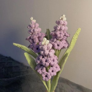 Finished Hyacinth Bouquet Crochet Hyacinth Knitting Hyacinth with Leaves Crochet Blossom Home Decor Ornament Gift for Mom Girlfriend Women