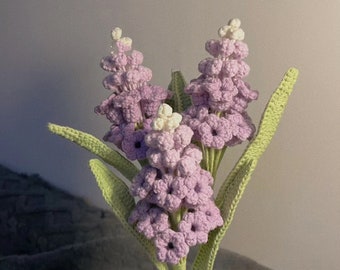 Finished Hyacinth Bouquet Crochet Hyacinth Knitting Hyacinth with Leaves Crochet Blossom Home Decor Ornament Gift for Mom Girlfriend Women