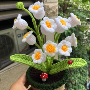 Finished Lily of the Valley Crochet Potted Lily of the Valley Knitting Flower Crochet Blossom Home Decor Ornament Gift for Mother Friends