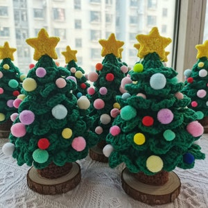 Crochet Potted Christmas Tree Mini Christmas Tree with Flowerpot Yarn Christmas Tree Crochet Blossom Potted Tree Home Decor Gift for Friends