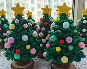Crochet Christmas Tree in Flowerpot – Yarn Potted Tree Decor, Gift for Friends