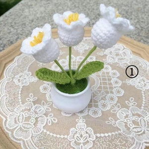 Finished Potted Lily of the Valley Crochet Lily of the Valley Knitting Flower Crochet Blossom Home Decor Ornament Gift for Wedding for Mom