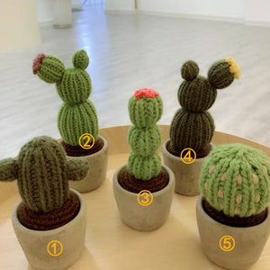 Crochet Cactus Knitting Potted Cactus with Crochet Vase Crochet Flower Knitting Mini Blossom Home Decor Ornament Car Decor Gift for Friends